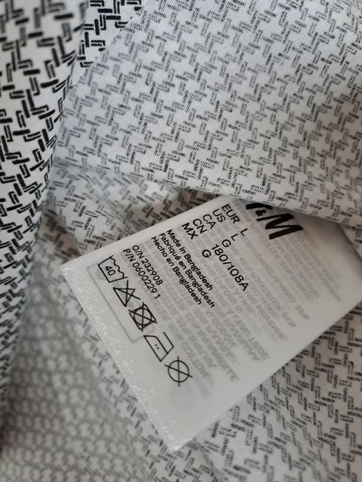 H&M Koszula męska w czarno-białe wzory Slim Fit