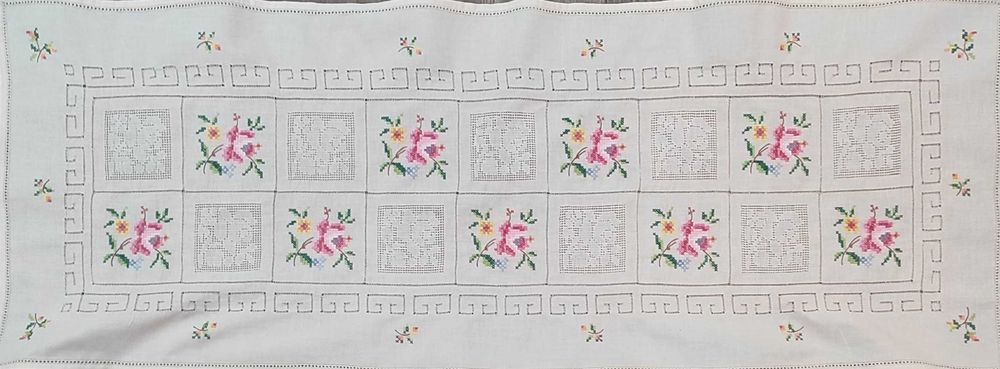 Bieżnik serweta obrus haftowany wyszywany 105x 39 Boho Vintage PRL