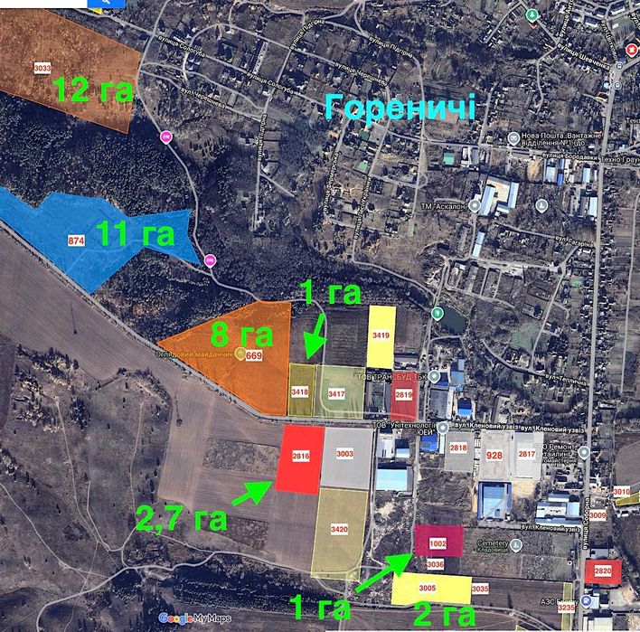Продаж земельної ділянки під комерцію за 7 км від Києва, с.Гореничі