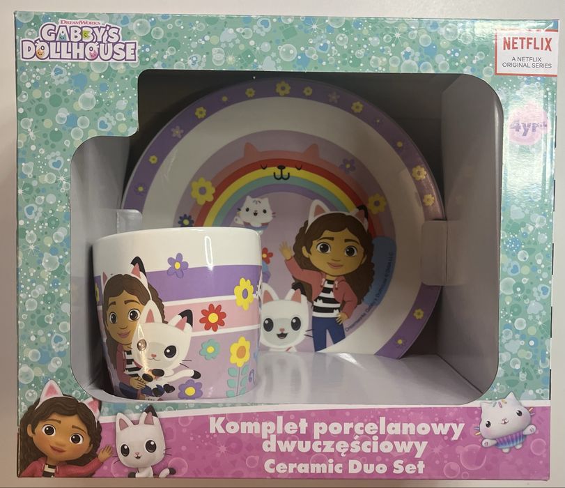 Komplet porcelanowy Koci Domek Gabi kubek i talerzyk