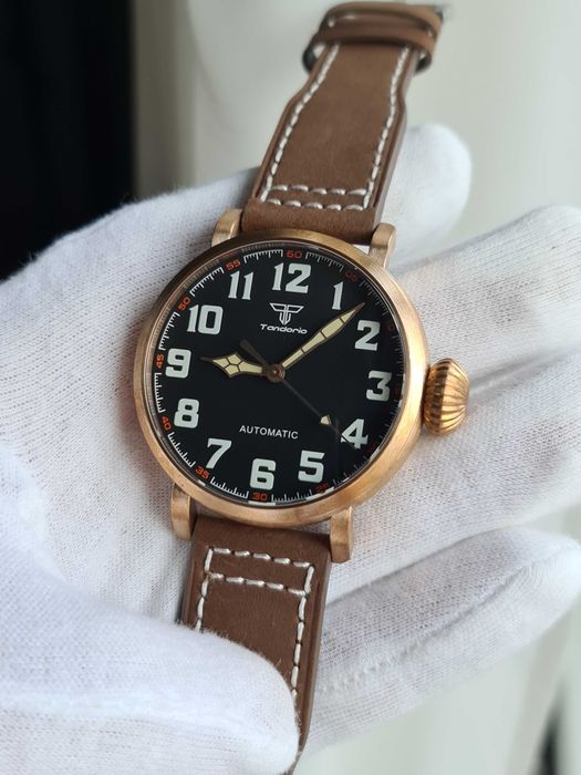 Чоловічий годинник Tandorio Automatic Pilot Sapphire Bronze 100m 46.5m