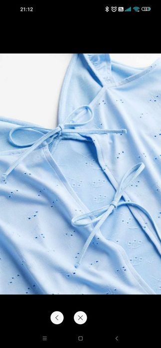 Nowy piękny top H&M baby blue falbanki motylkowe M odkryte plecy