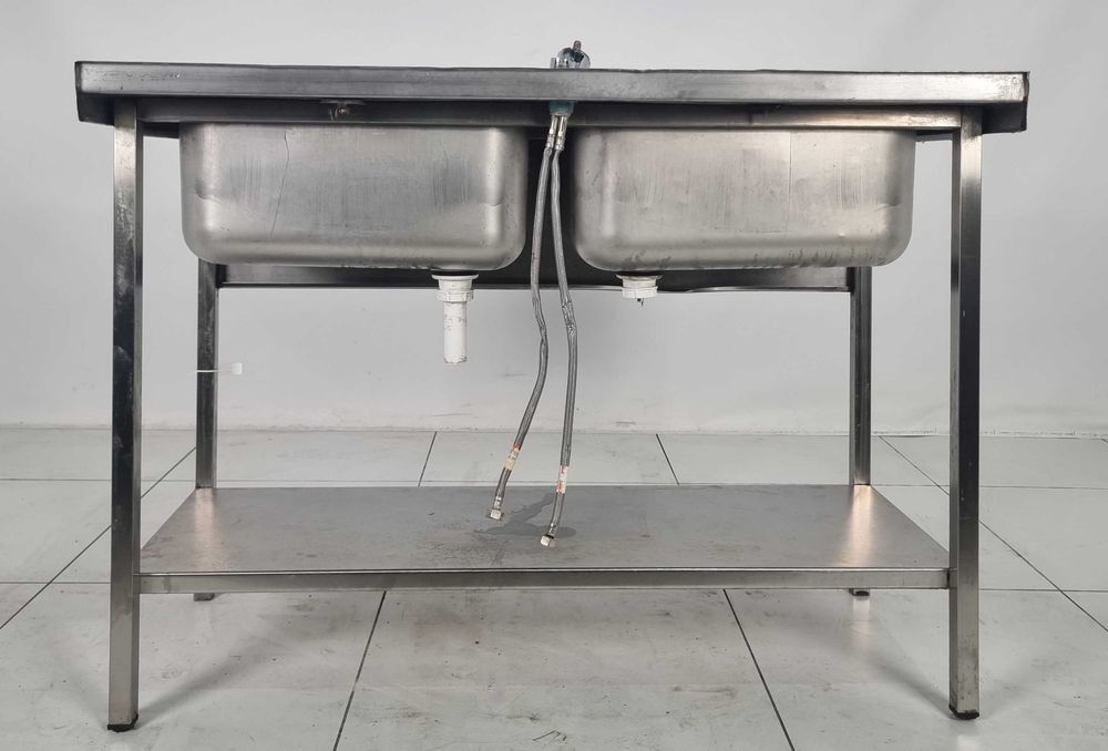 Мийка двохсекційна з нержавіючої сталі, 1200х600х850 мм., Б/у 93167978