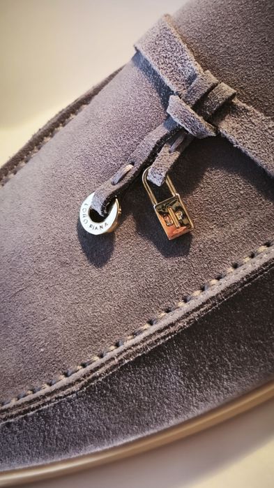 Loro Piana Summer Walk Charm Loafers - Light Grey 44EU