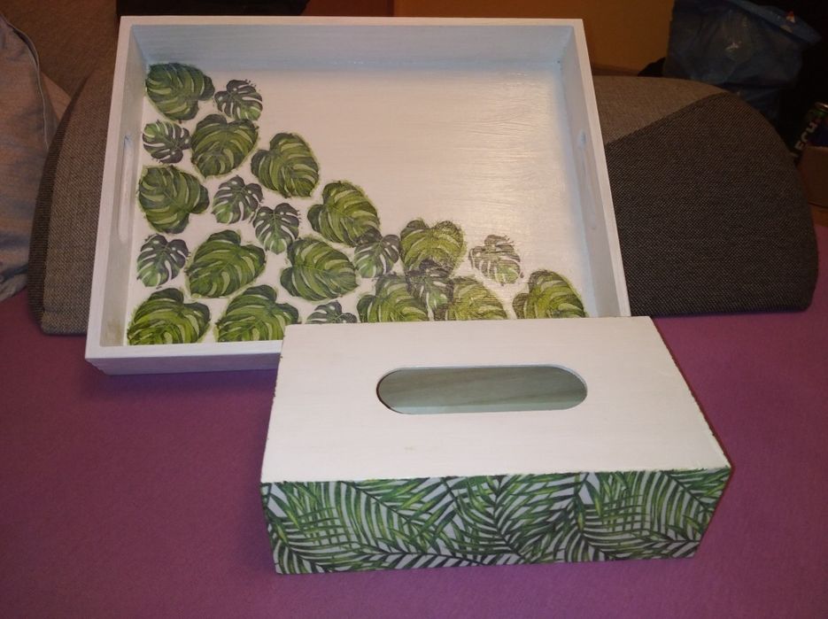 Zestaw decoupage taca, chustecznik/ prezent dzień matki