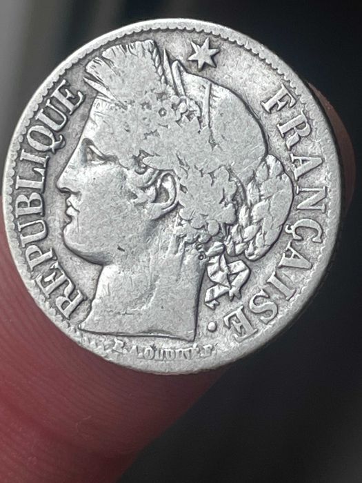 moeda em prata 1871  1 fr França