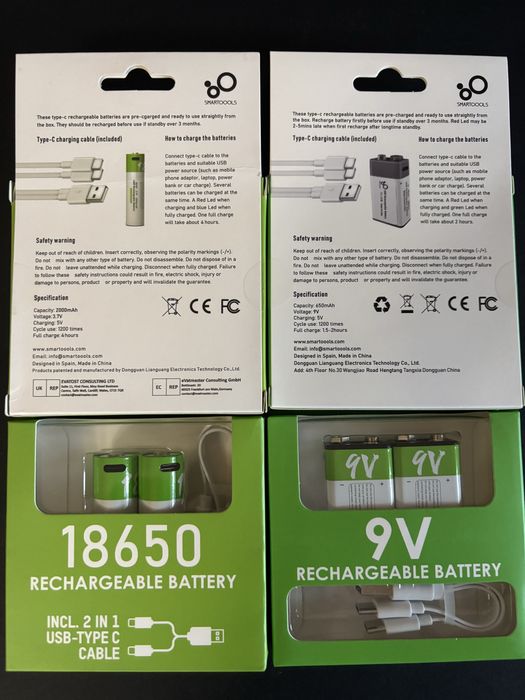 Акумулятори Smartools  тип D Cr123A Cr123 16340 крона 9v AA AAA 18650