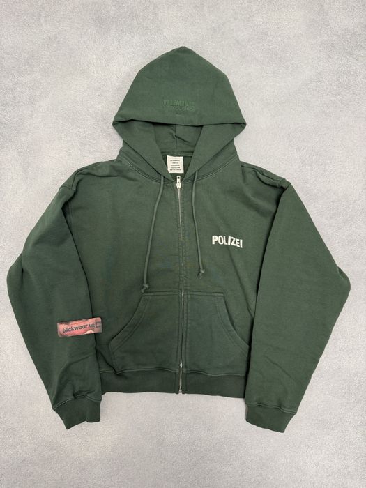 Зип худи Vetements Polizei Cropped green zip up