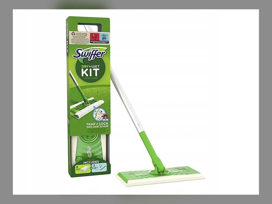 Nowy Mop Swiffer Zestaw Startowy 11 Wkładów 8 Suchych 3 Mokre
