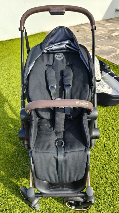Trio Cybex Priam Rose Gold + Base T  ISOFIX + 2 Ovos + Extras (Solução 2 Carros)