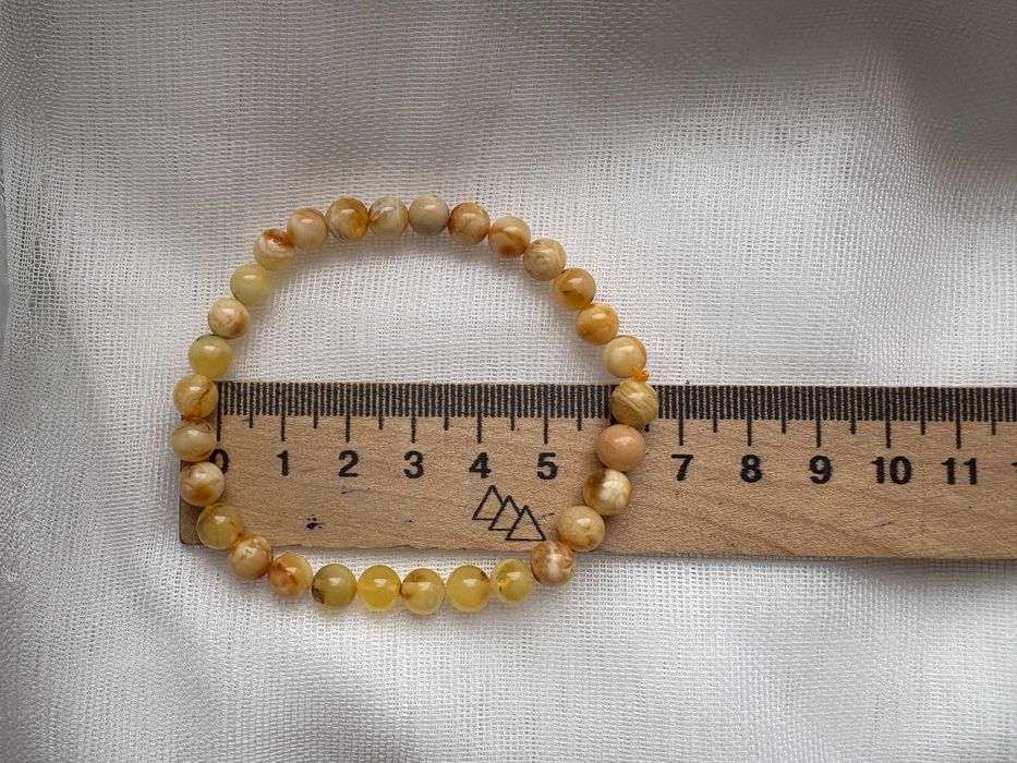 Браслет з балтійського бурштину янтарь 4,78 г 6 мм 16-18см