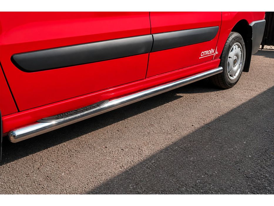 Citroen Jumpy 2007-2017 рр. Бічні труби (2 шт., нерж) Ø70, на довгу базу
