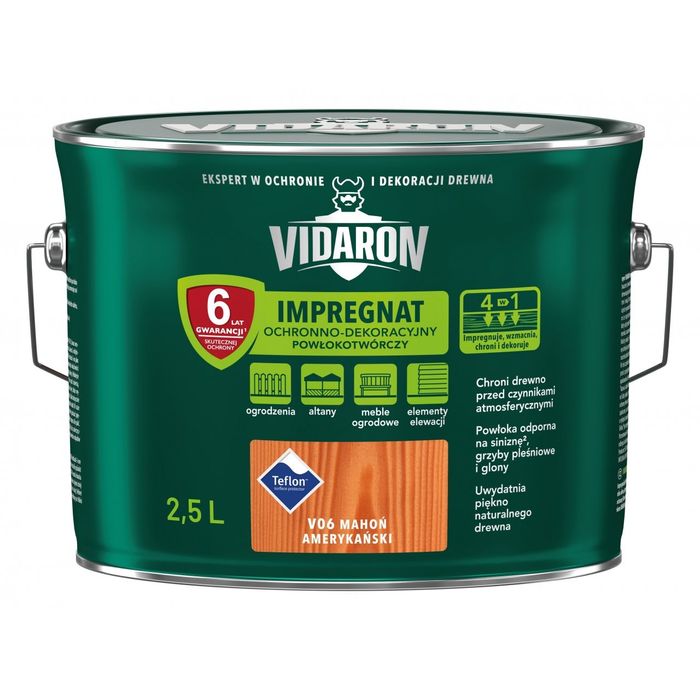 VIDARON Impregnat Ochronno - Dekoracyjny V06 MAHOŃ AMERYKAŃSKI 2,5L