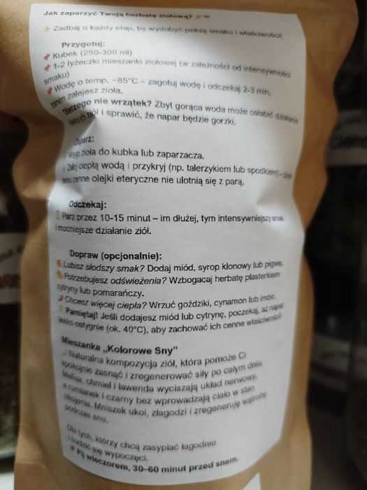 Herbata naturalna ziołowa na sen Kolorowe Sny