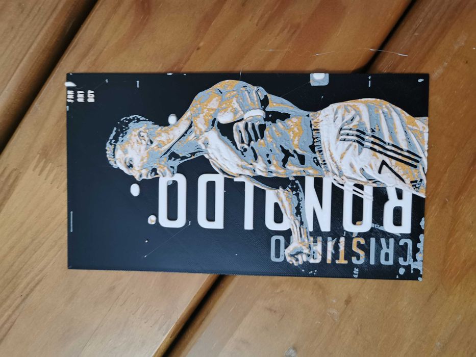 Placa com imagem Ronaldo feito em 3D