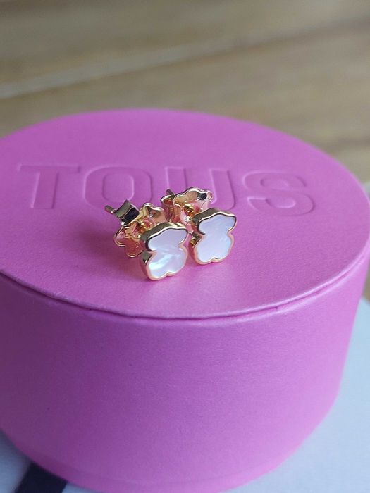 Kolczyki misie masa perłowa