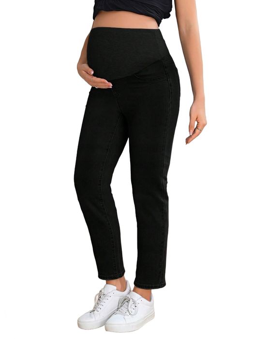 Shein czarne jeansy mom jeans wysoki stan proste na co dzień m 21ma