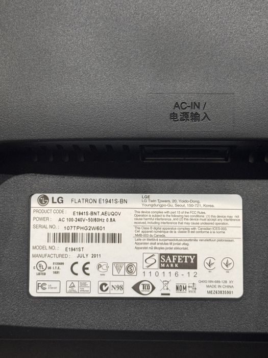 Monitor 19" LG Flatron E1941S-BN | Stan Bardzo Dobry | LED