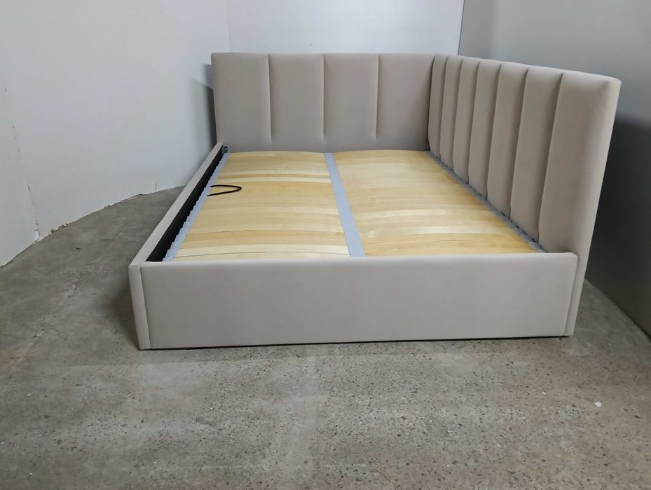 PROMOCJA ŁóżkoTapicerowane Młodzieżowe Narożne StelażMetalowyPojemnik