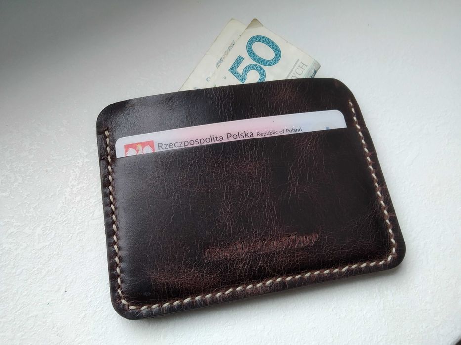 Skórzany portfelik na karty - Cardholder + brelok - skóra naturalna