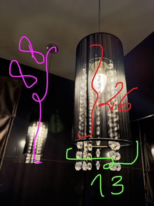 Lampa czarna glamour - krysztalki