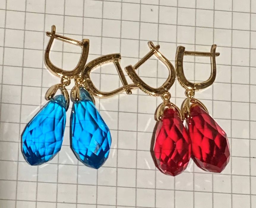 Серьги капли , ювелирное цветное стекло