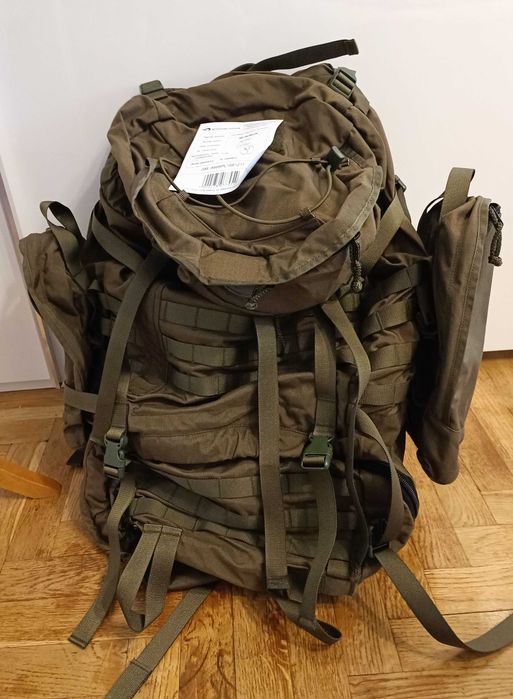 Plecak khaki górski z dwoma sakwami i pokrowcem