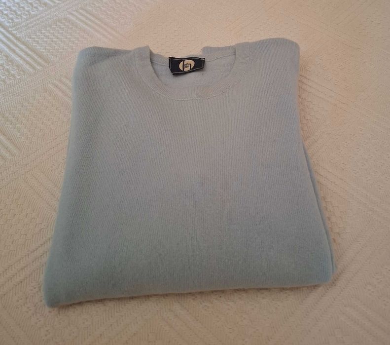 Camisola Lã Clássica Azul Claro Agá Agá Gola Redonda