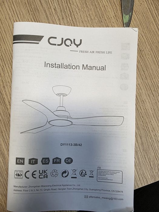 Wentylator sufitowy CJOY 42-cale 107 cm  z oświetleniem -pilot