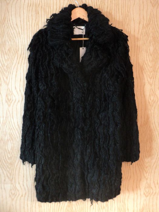 Полушубок шуба пальто из искусственного меха Supertrash чёрная черный