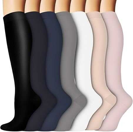 Podkolanówki uciskowe dla kobiet i mężczyzn, 7 par, Rozmiar S/M