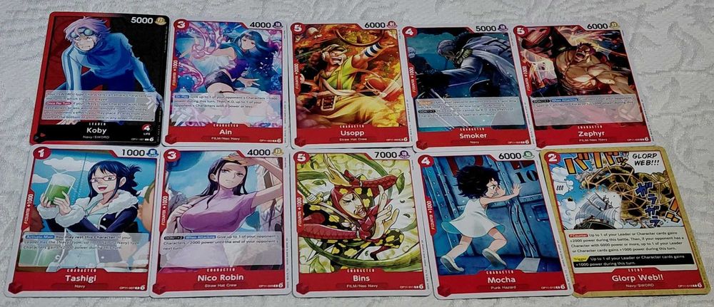 lote de 58 cartas tcg one piece op11
