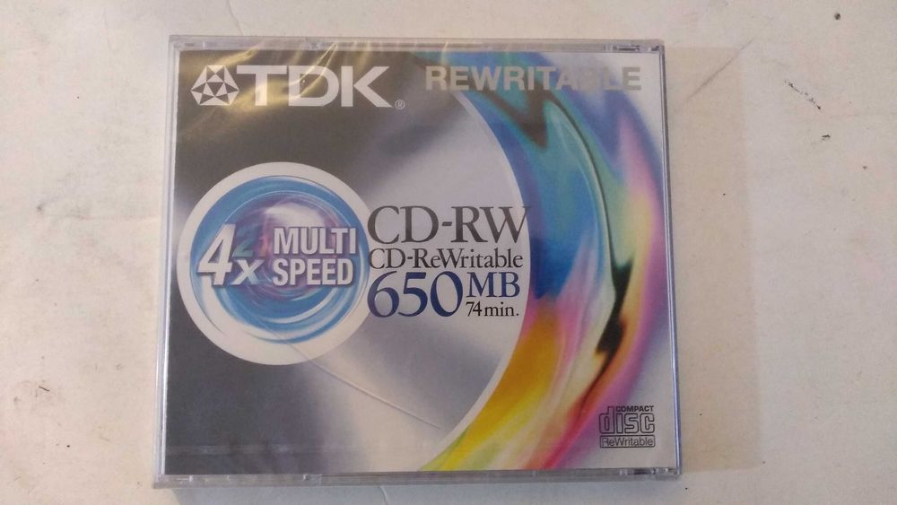 CD-RW x1 x4 650MB TDK - Selado / Vintage, NOVO!