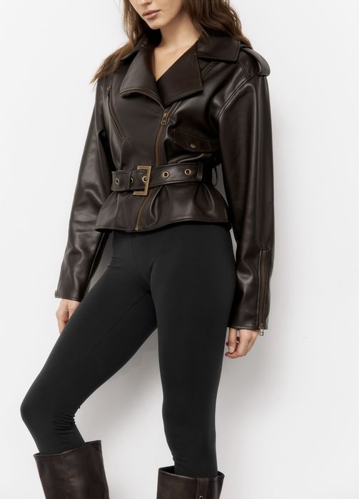 Косуха куртка шоколадного цвета, xs, s, m, l, xl,  фурнитура YKK