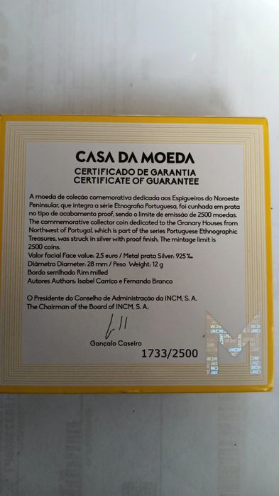 Moeda prata prof. Espigueiros do Noroeste