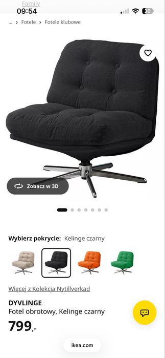 Ikea fotel obrotowy Dyvlinge czarny jak nowy
