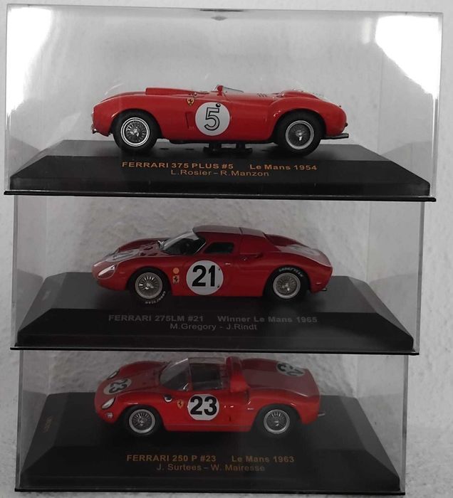 Ferrari-250 Le Mans, 1963; Ferrari-275 Winner Le Mans, 1965;  Ferrari-375 Le Mans, 1954  1-43. 35€.  Vendo miniaturas da minha coleção.