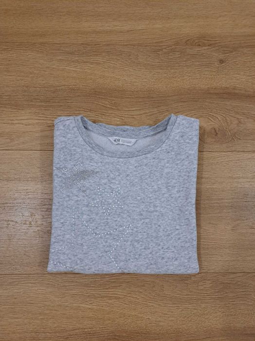 Bluza/bluzka dziewczęca, jasny szary, r. 146/152, H&M, jak nowa
