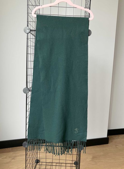 Zielony wełniany szal vintage butelkowa zieleń MM 1833