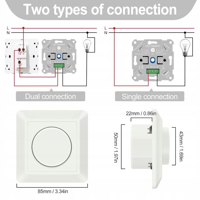 Obrotowy ściemniacz LED 220–240 V, 3–100 W/10–300 W