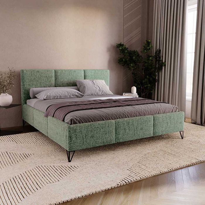 Łóżko tapicerowane LEKSI DARMOWA DOSTAWA z pojemnikiem na pościel