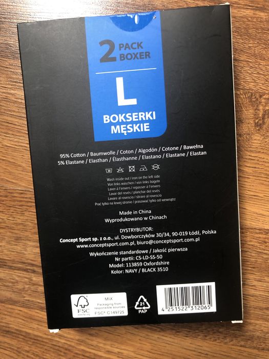 Bokserki męskie Lonsdale 2 sztuki czarne granatowe majtki L