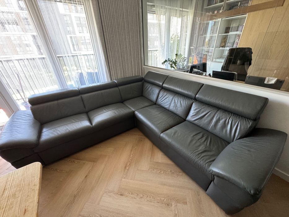 Narożnik L symetryczny prawy lewy szary skóra PREMIUM DES Sofa Line