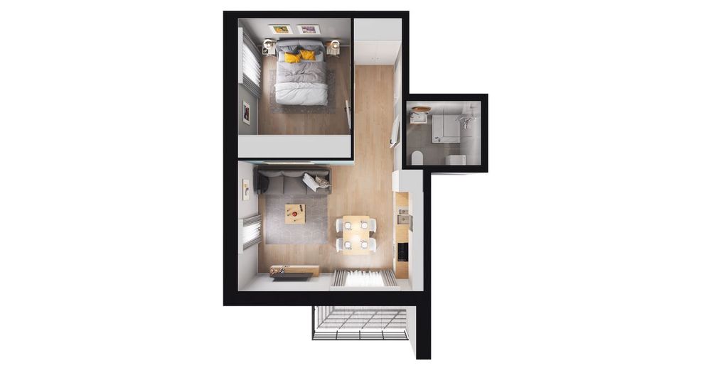2-pokojowe mieszkanie 43m2 + balkon