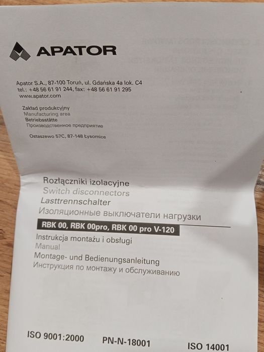 Rozłączniki izolacyjne