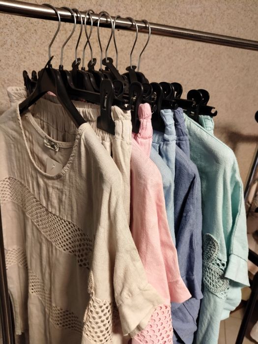 Beżowy zestaw bluzka i spodnie