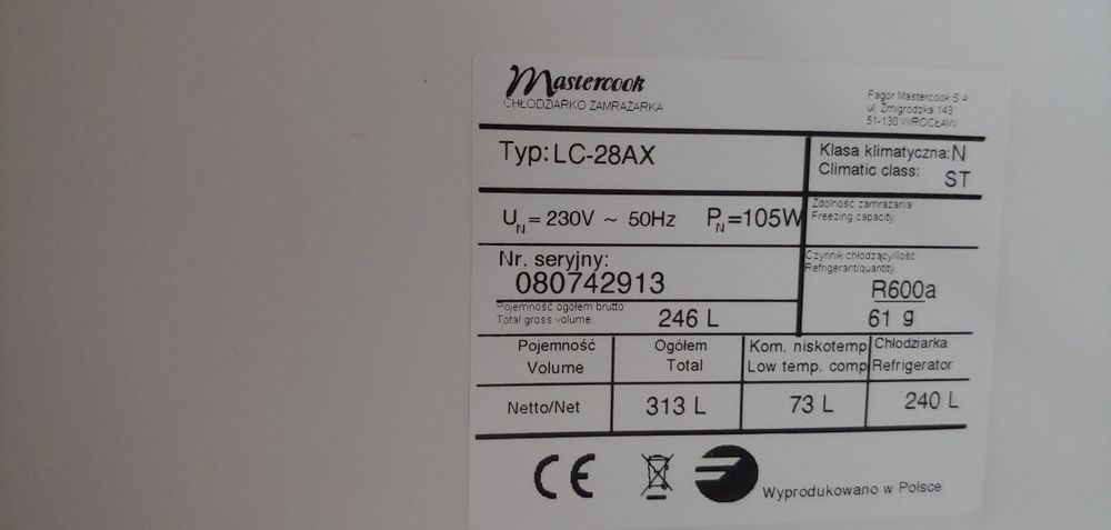 Komplet półek szuflad do lodówki Mastercook LC-28AX