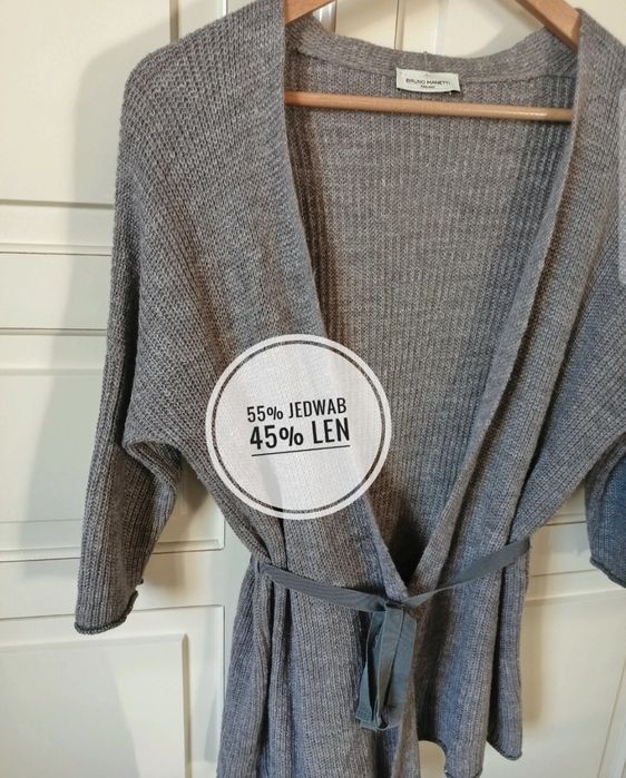 Sweter/ Kardigan jedwab + len  Bruno Manetti/ Roz Uniwersalny