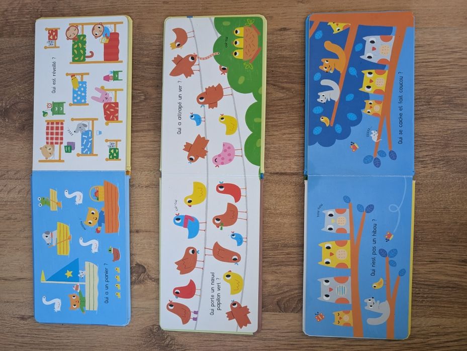 Zestaw trzech książeczek serii "Mon livre de bébé Usborne" po francusku