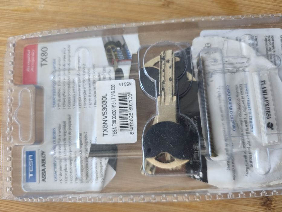 Cilindro para porta TESA TX80 30x30 Anti-Pânico | Completo | 5 Chaves + Cartão